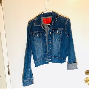 Casual stretch crop denim jacket